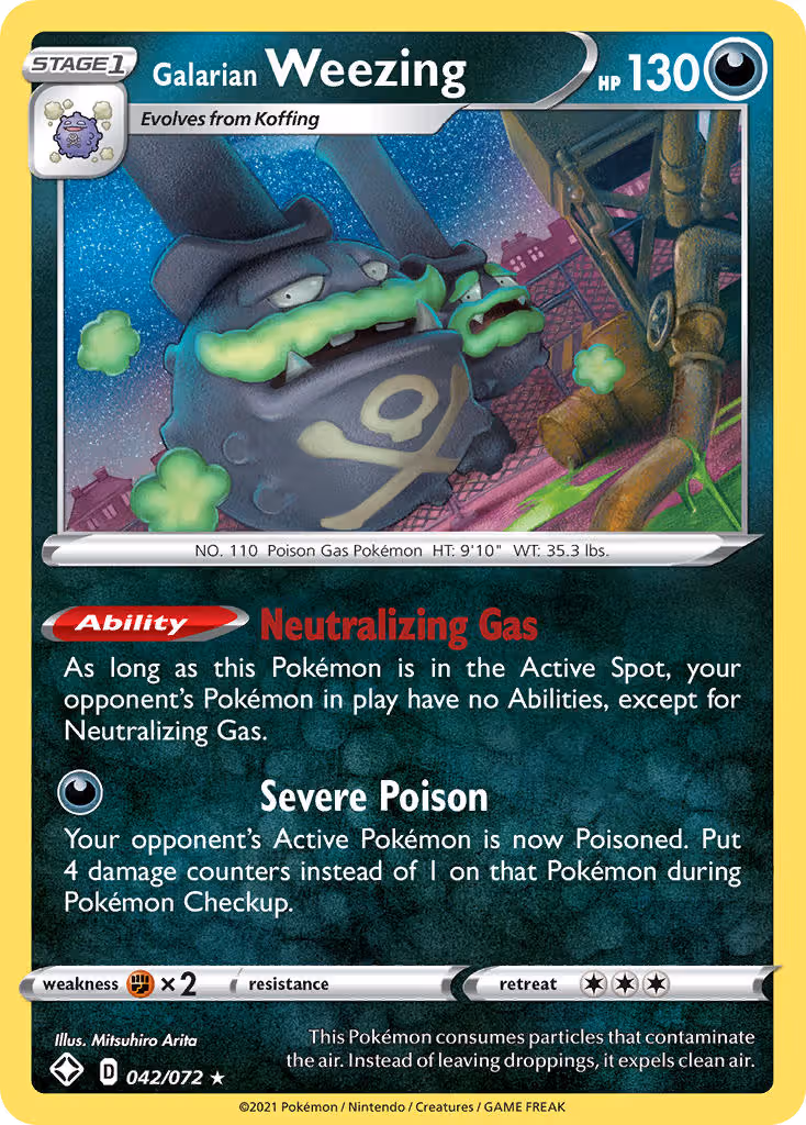 Galarian Weezing 42/72 Pokemon card