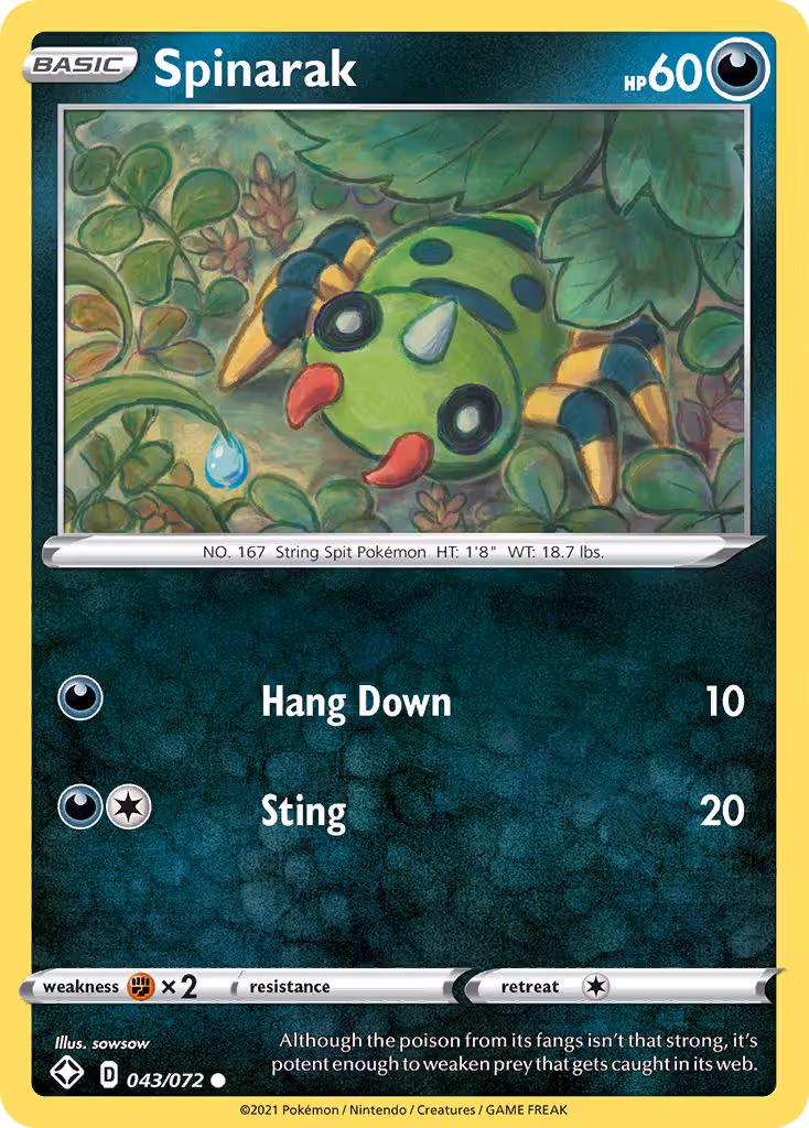 Spinarak 43/72 Pokemon card