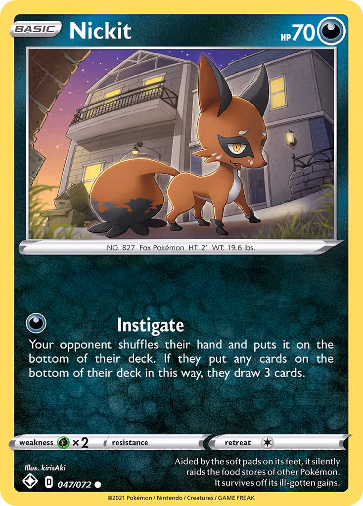 Nickit 47/72 Pokemon card