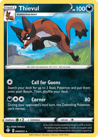 Thievul 48/72 Pokemon card