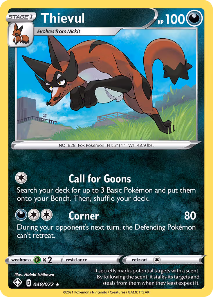 Thievul 48/72 Pokemon card