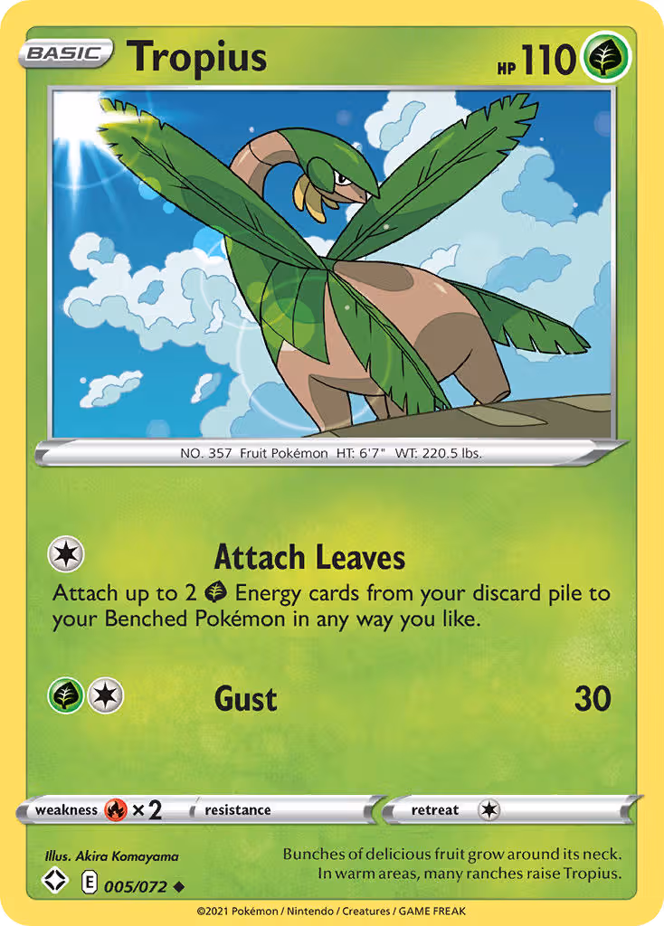 Tropius 5/72 Pokemon card