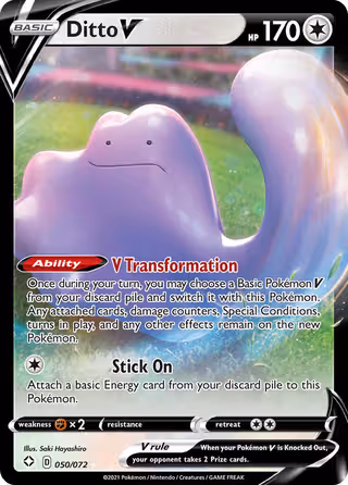 Ditto V 50/72 Pokemon card