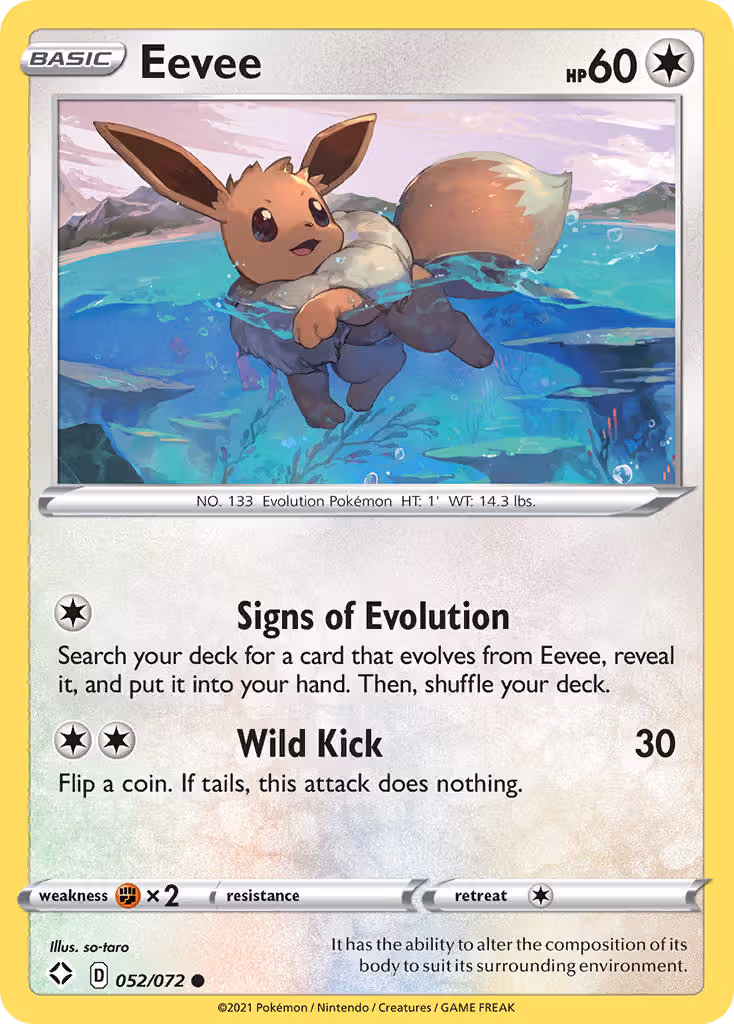 Eevee 52/72 Pokemon card