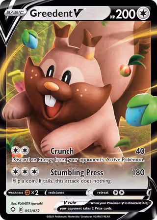 Greedent V 53/72 Pokemon card