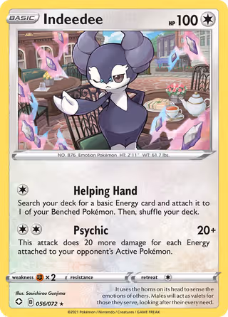 Indeedee 56/72 Pokemon card