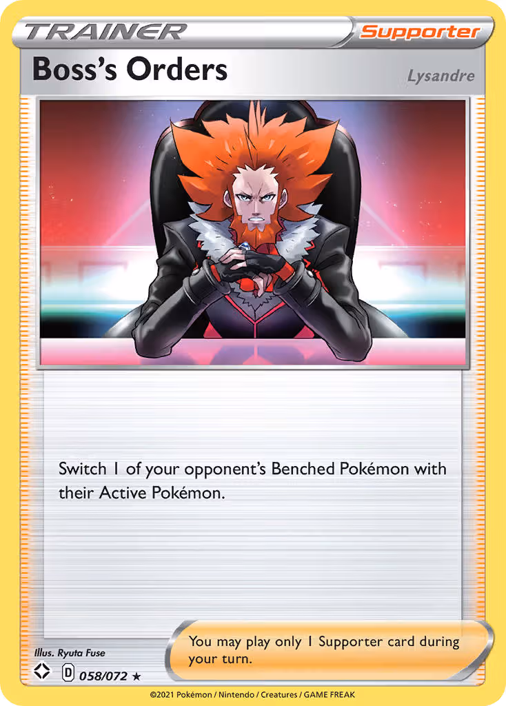 Boss's Orders (Lysandre) 58/72 Pokemon card