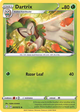 Dartrix 7/72 Pokemon card