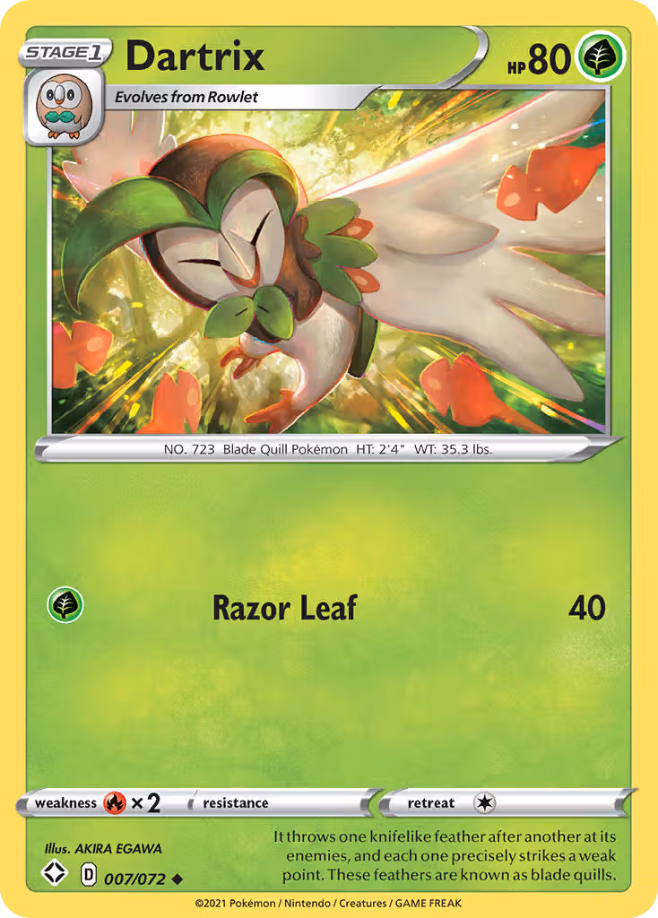 Dartrix 7/72 Pokemon card