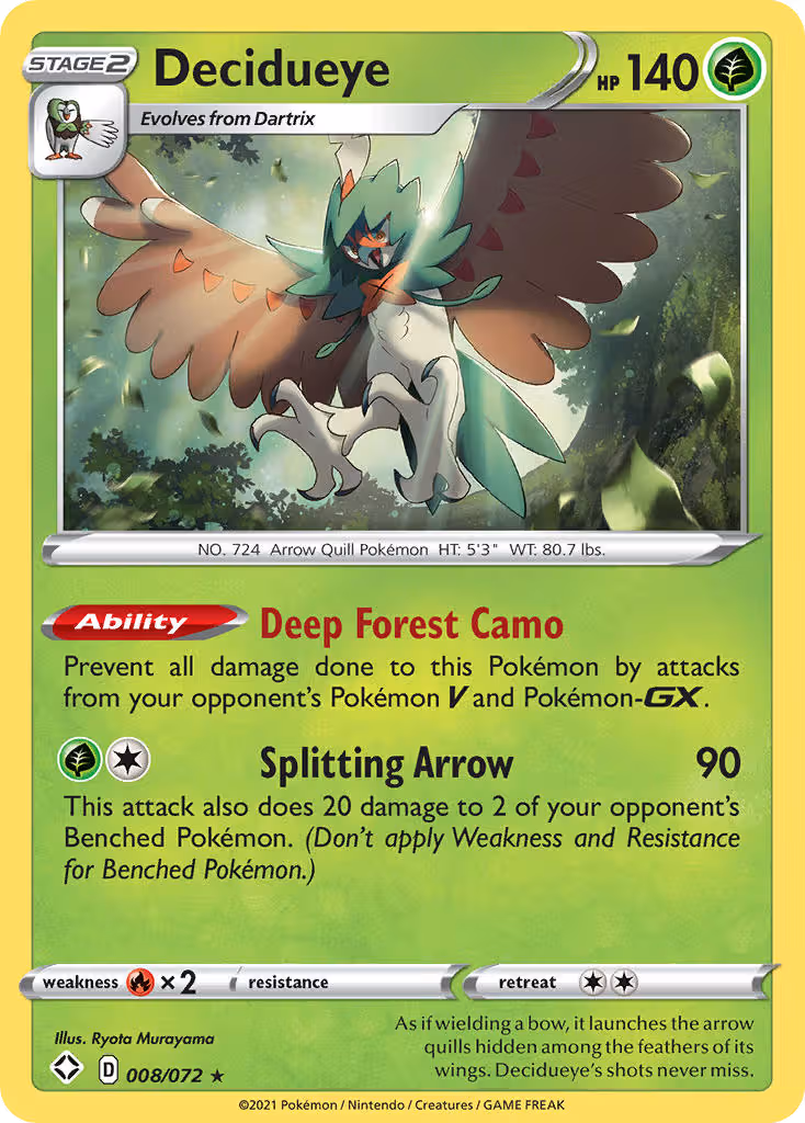 Decidueye 8/72 Pokemon card