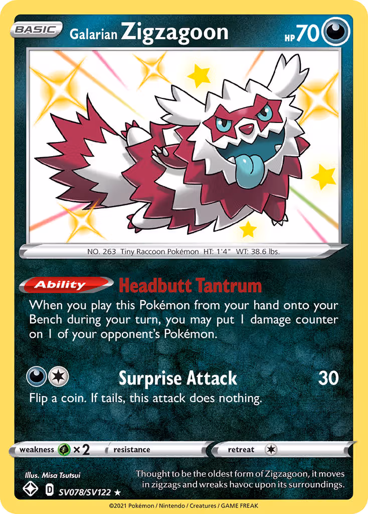 Galarian Zigzagoon SV078 Pokemon card