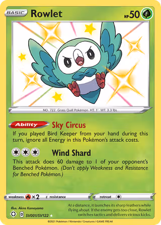 Rowlet SV001 Pokemon card