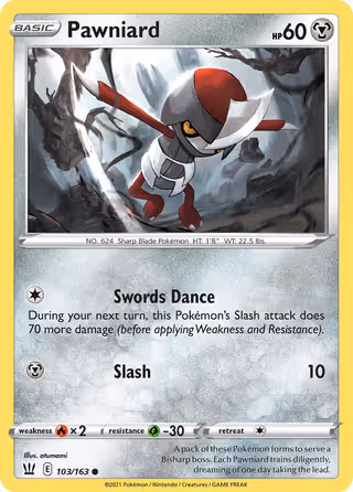 Pawniard 103/163 Pokemon card