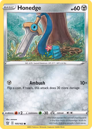 Honedge 105/163 Pokemon card