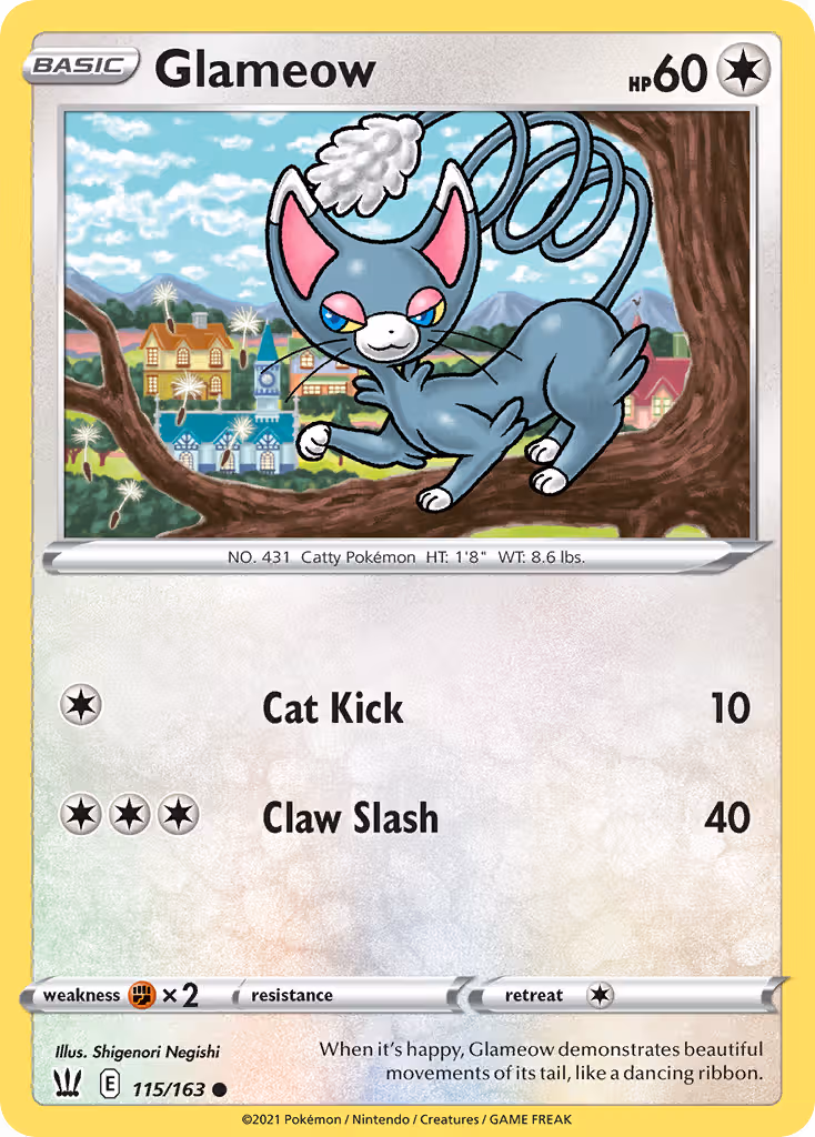 Glameow 115/163 Pokemon card
