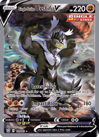 Single Strike Urshifu V 151/163 Pokemon card