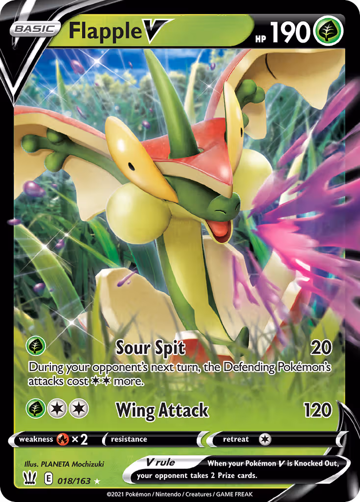 Flapple V 18/163 Pokemon card