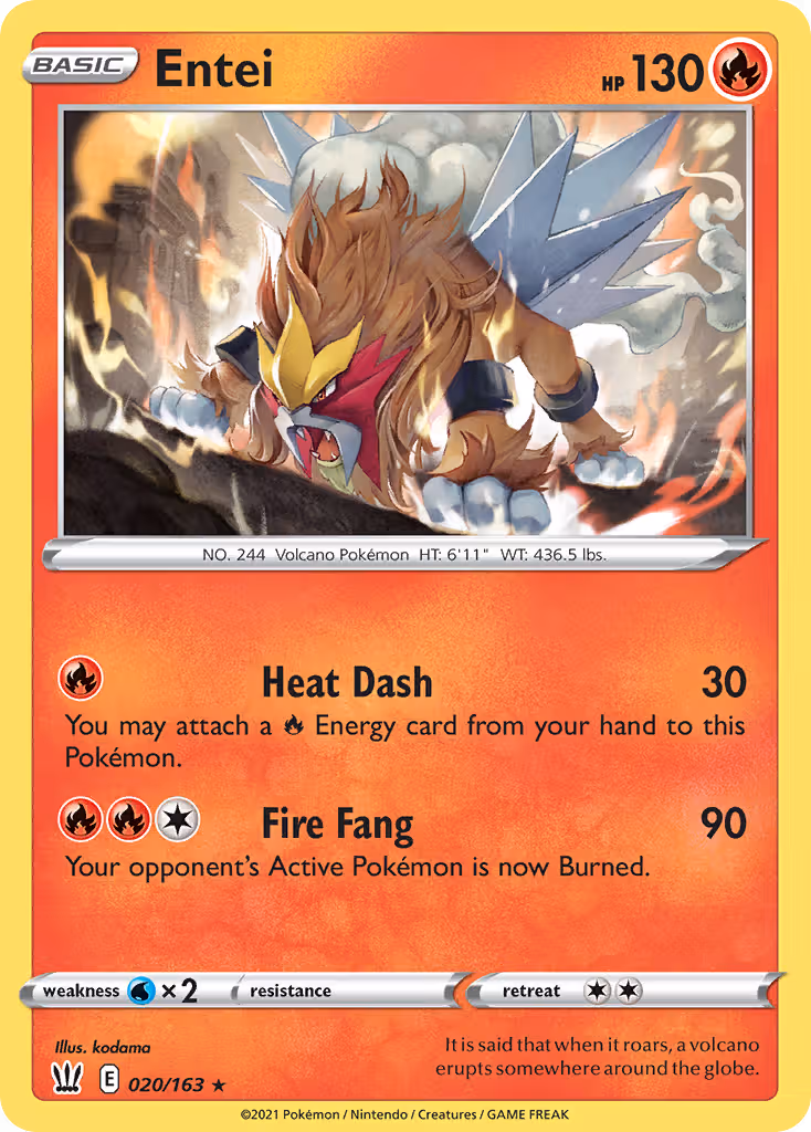 Entei 20/163 Pokemon card