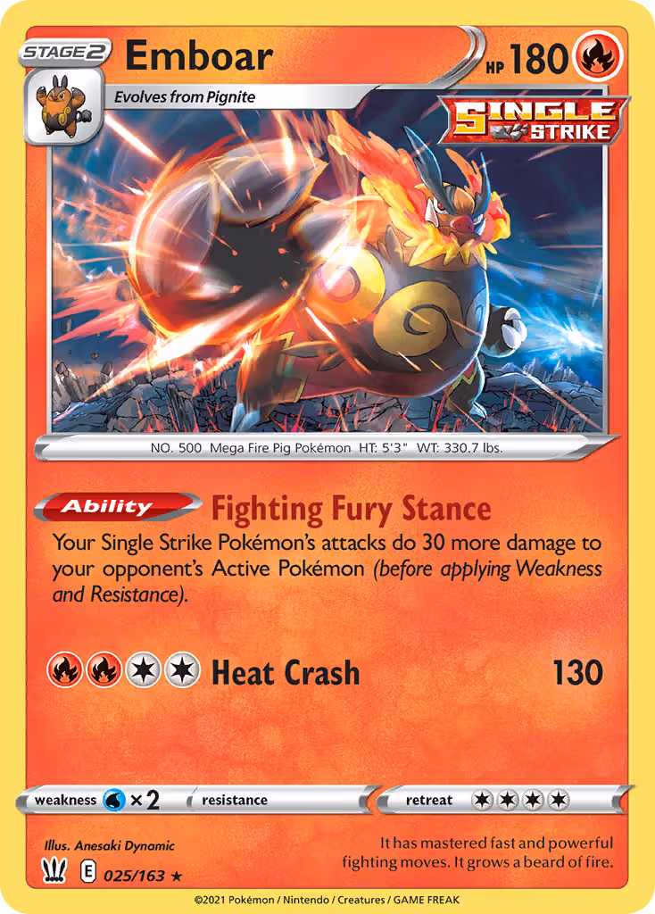 Emboar 25/163 Pokemon card