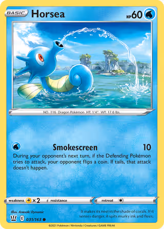 Horsea 31/163 Pokemon card