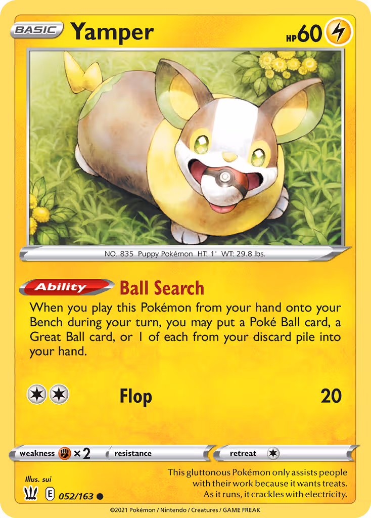 Yamper 52/163 Pokemon card