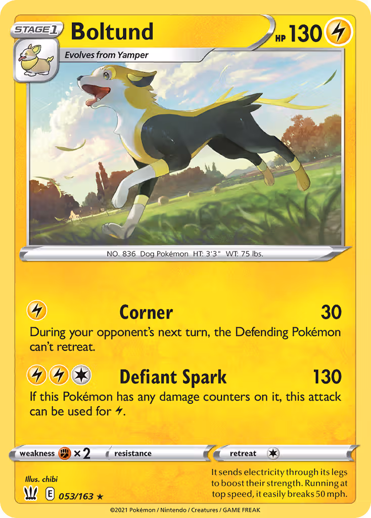 Boltund 53/163 Pokemon card