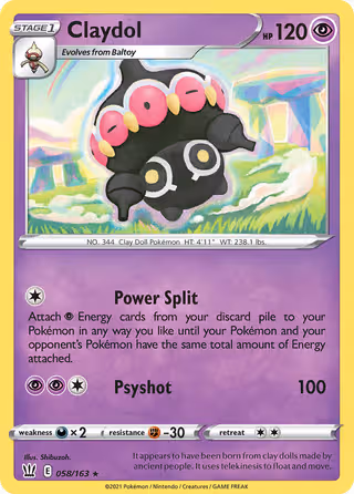 Claydol 58/163 Pokemon card