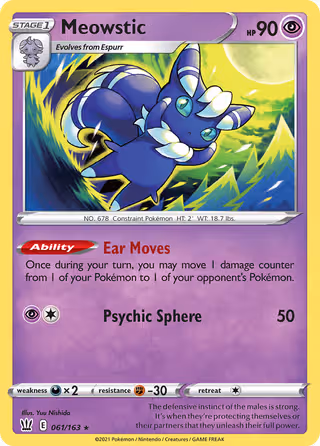 Meowstic 61/163 Pokemon card