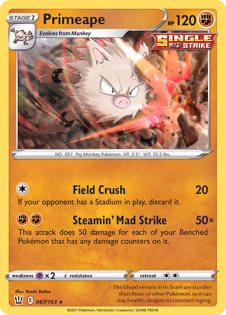Primeape 67/163 Pokemon card