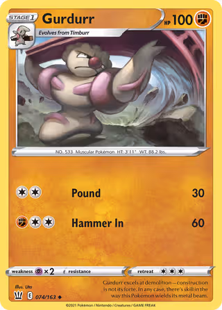 Gurdurr 74/163 Pokemon card