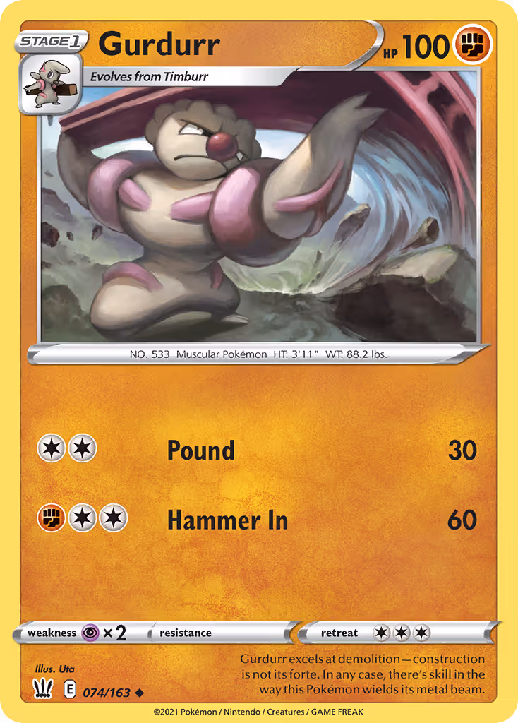 Gurdurr 74/163 Pokemon card