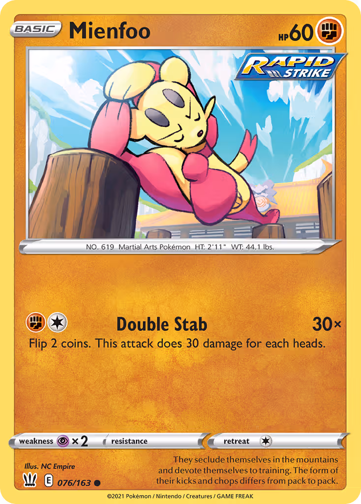 Mienfoo 76/163 Pokemon card