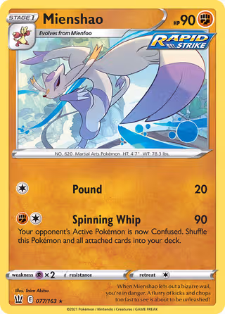 Mienshao 77/163 Pokemon card