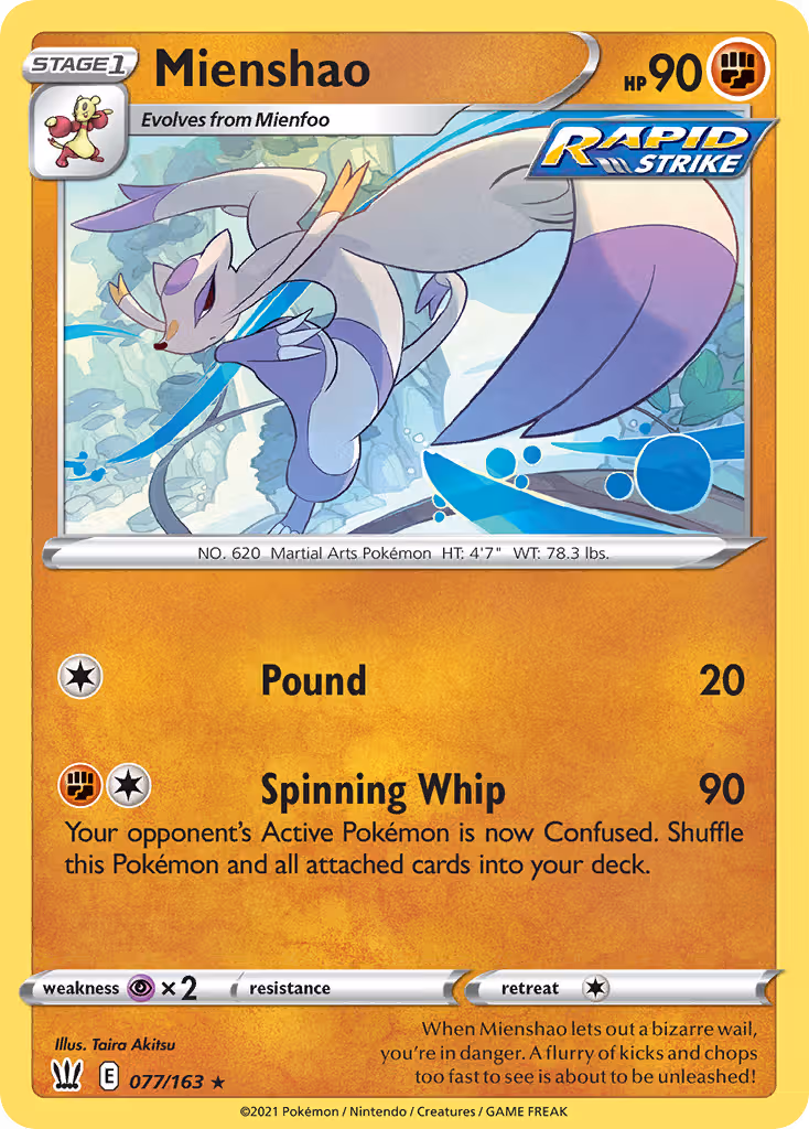 Mienshao 77/163 Pokemon card