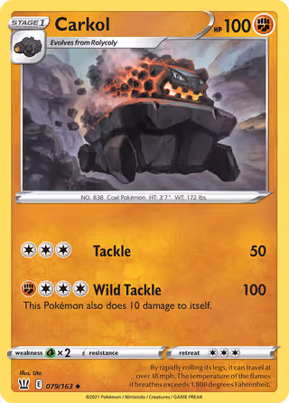 Carkol 79/163 Pokemon card