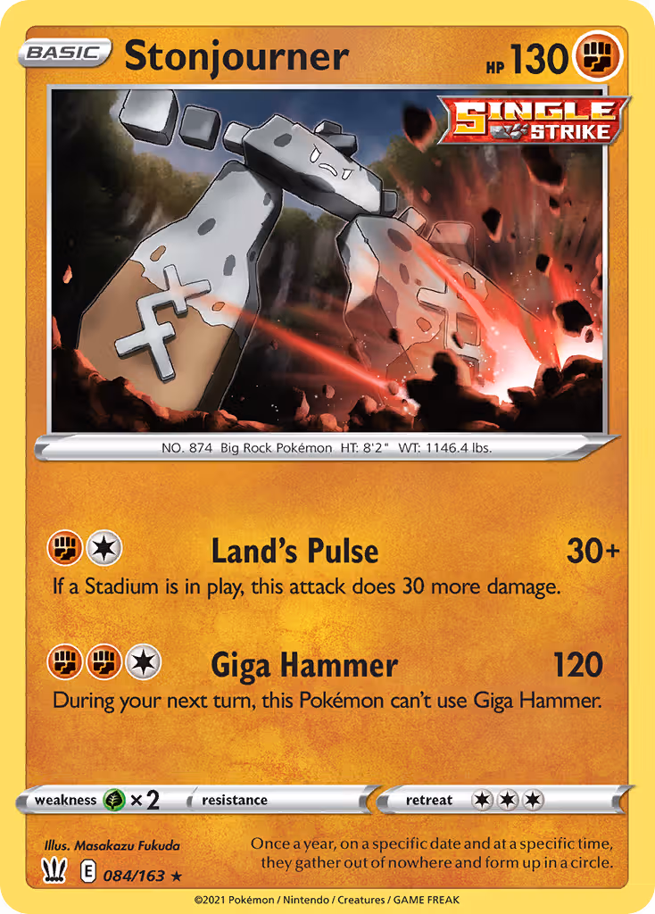 Stonjourner 84/163 Pokemon card