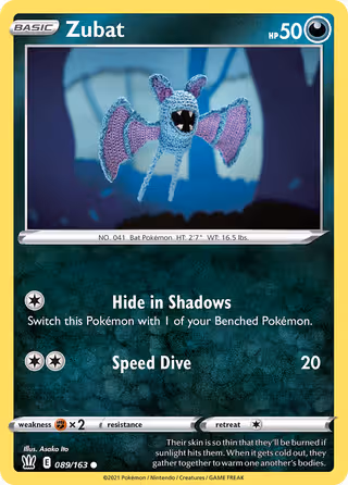 Zubat 89/163 Pokemon card