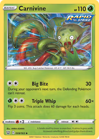 Carnivine 9/163 Pokemon card