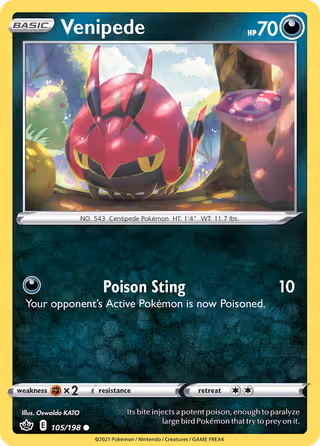 Venipede 105/198 Pokemon card