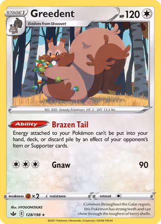 Greedent 128/198 Pokemon card