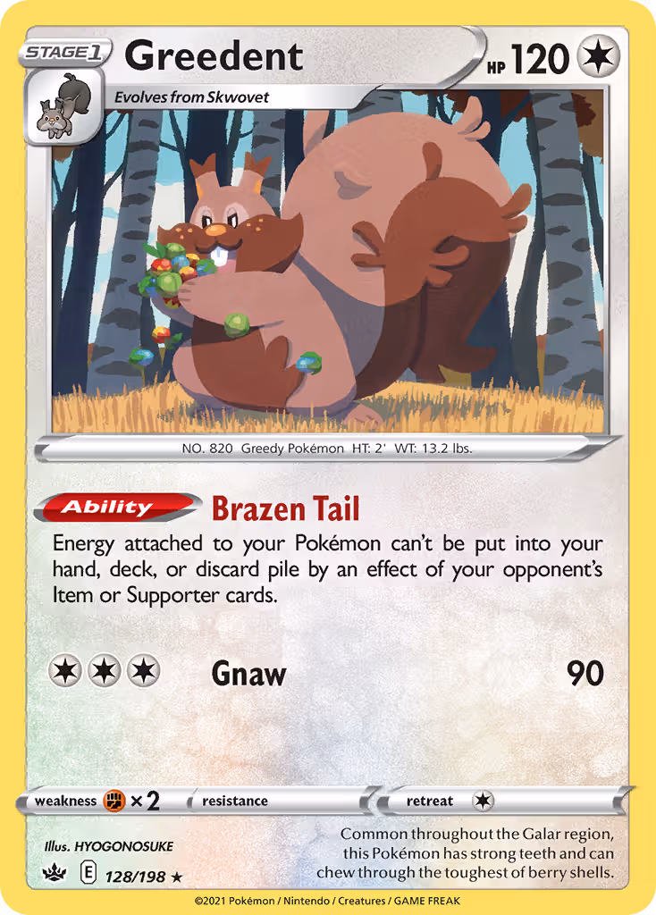 Greedent 128/198 Pokemon card