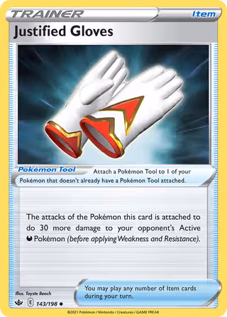 Justified Gloves 143/198 Pokemon card