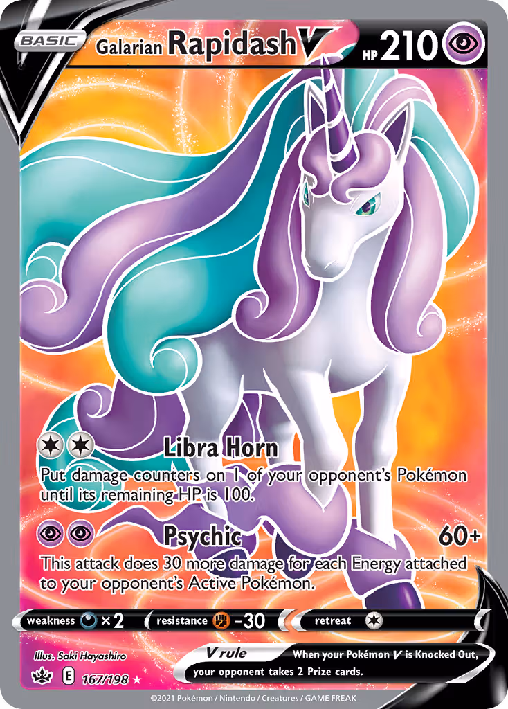 Galarian Rapidash V 167/198 Pokemon card