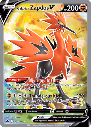 Galarian Zapdos V 173/198 Pokemon card