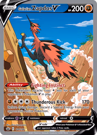 Galarian Zapdos V 174/198 Pokemon card