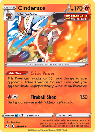 Cinderace 28/198 Pokemon card