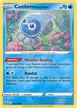 Castform Rainy Form 33/198 Pokemon card