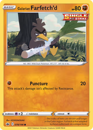 Galarian Farfetch'd 78/198 Pokemon card