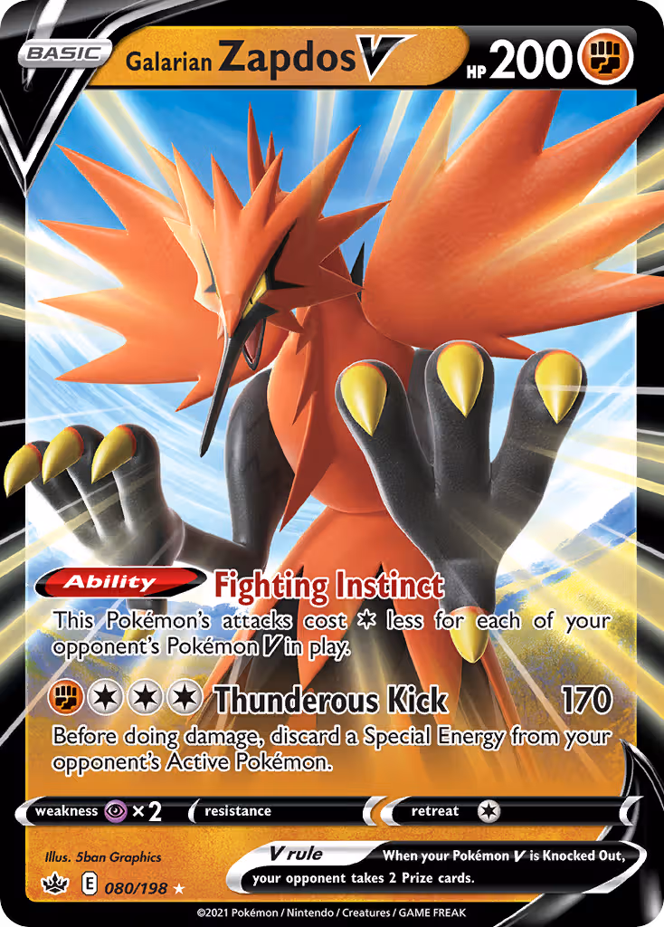 Galarian Zapdos V 80/198 Pokemon card