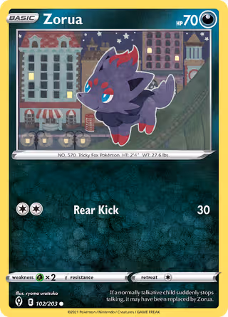 Zorua 102/203 Pokemon card